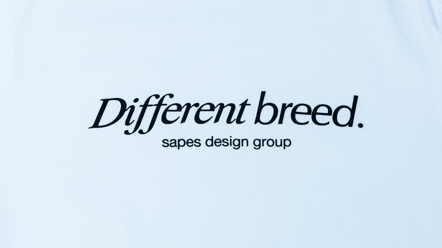 Close up shot of the Different Breed front graphic with sapes design group branding.