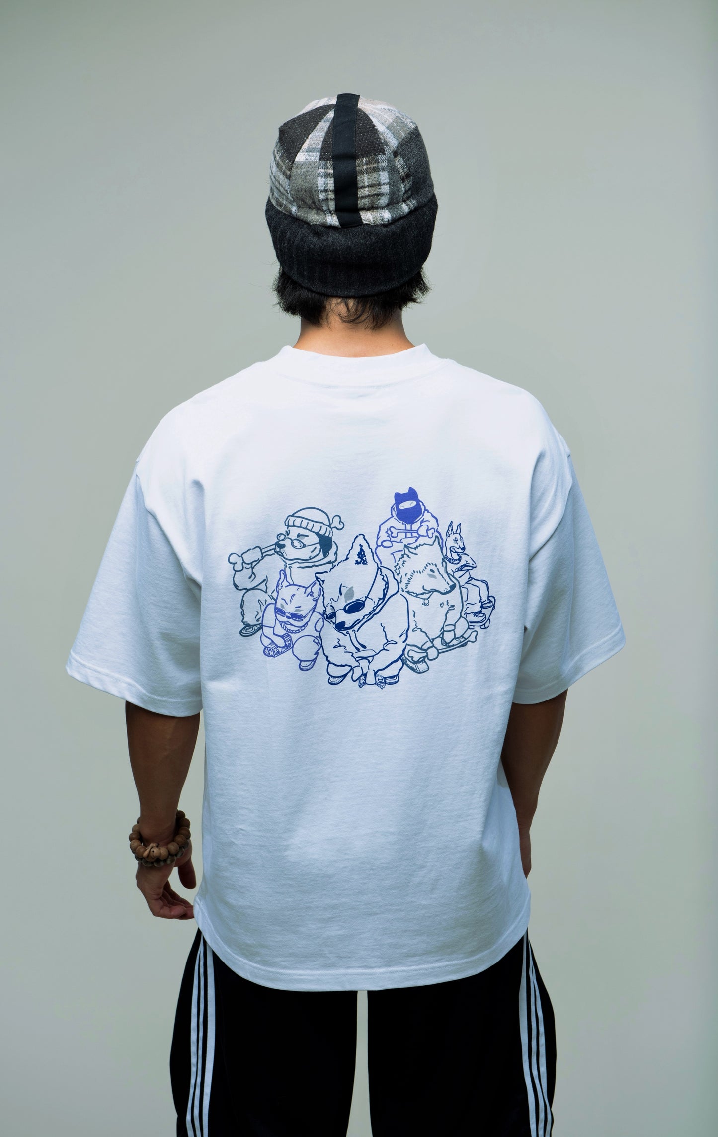 Different Breed Tee rear graphic on model.